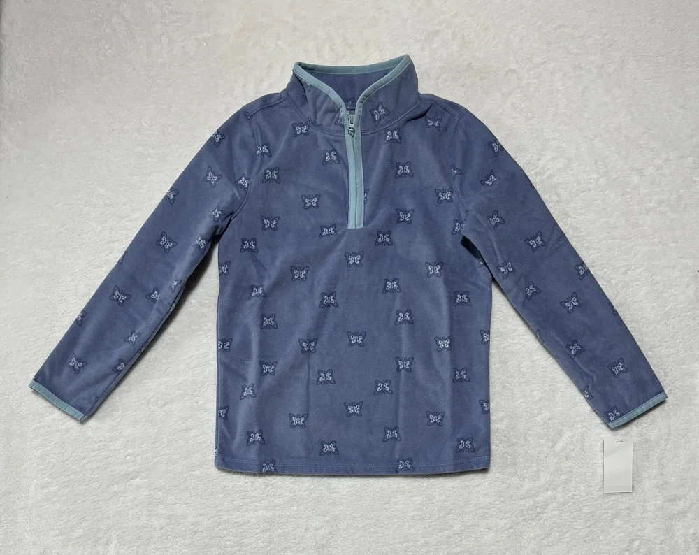 OshKosh B'gosh Pullover Girls 8 Butterfly Fleece Quarter Zip Long Sleeve Top New